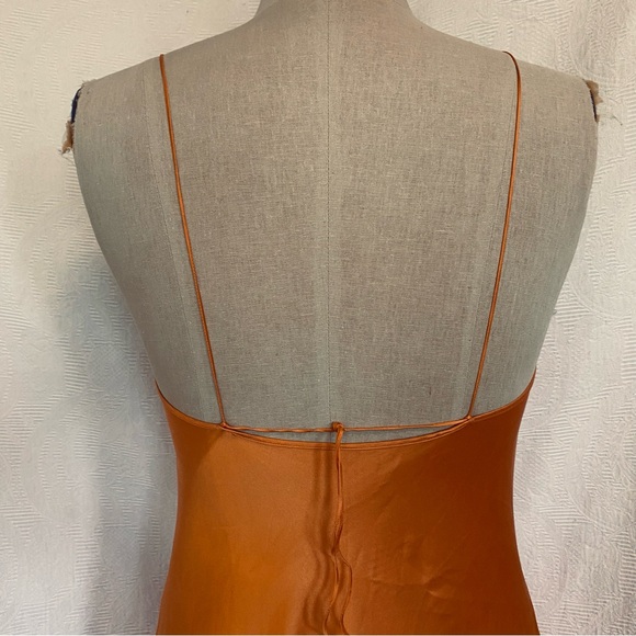 Pure silk XS/ S chemise/slip melon orange with black trim. - Picture 5 of 7